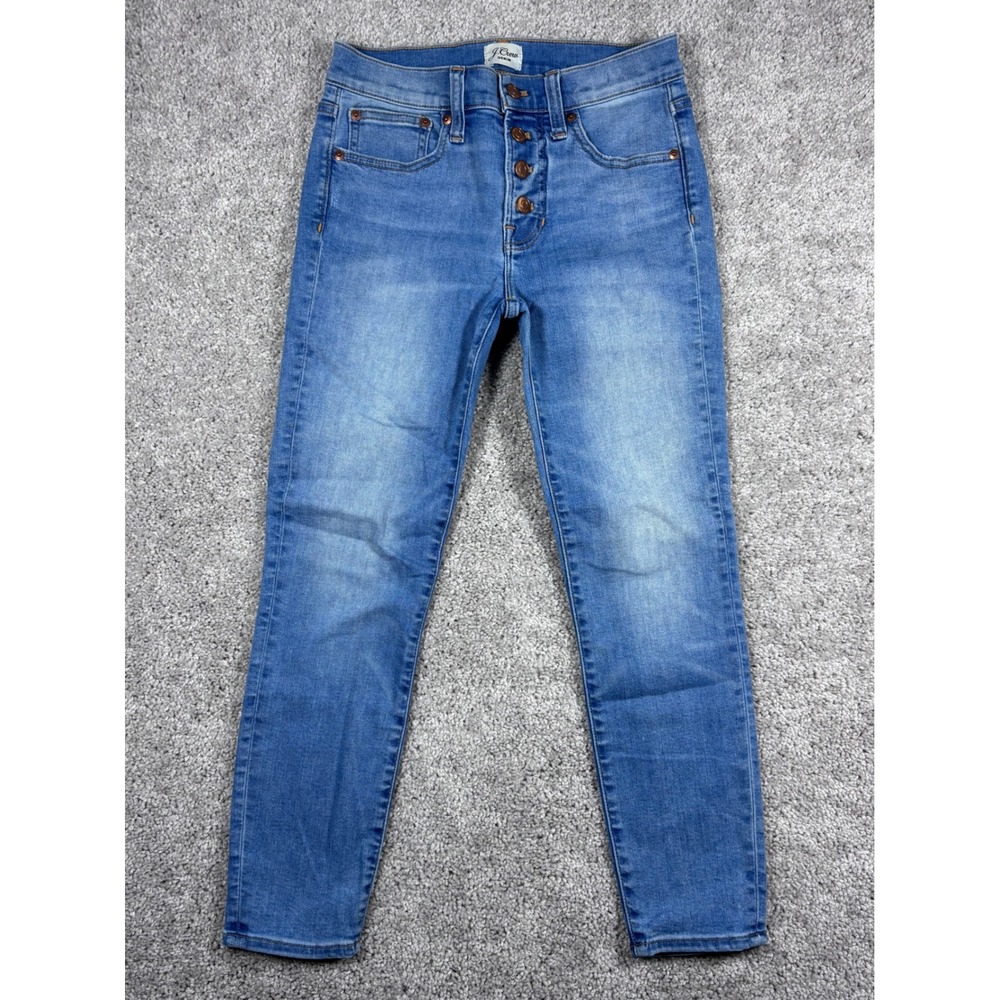 J Crew Denim Womens 25P(Measures 26) High Rise Slim Fit Button Fly Jeans Lt Wash